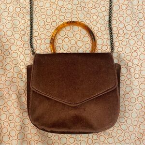 Anthropologie Brown Purse with Handle and Chain